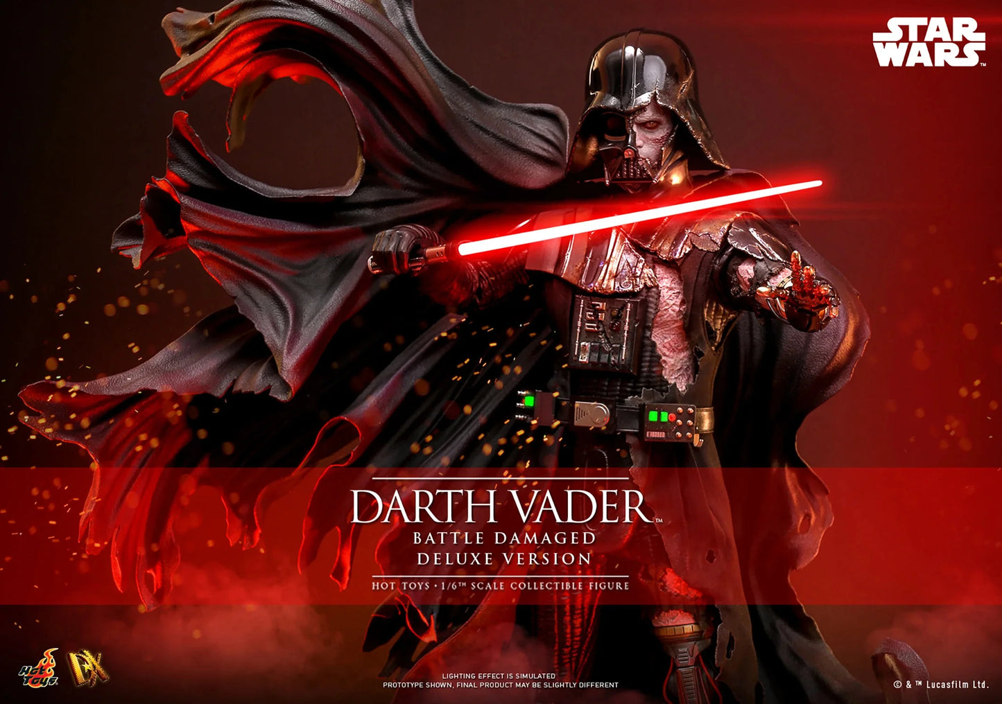 Hot Toys DX Series: Star Wars - Darth Vader En Batalla Con Luz Led Deluxe Escala 1/6 Preventa