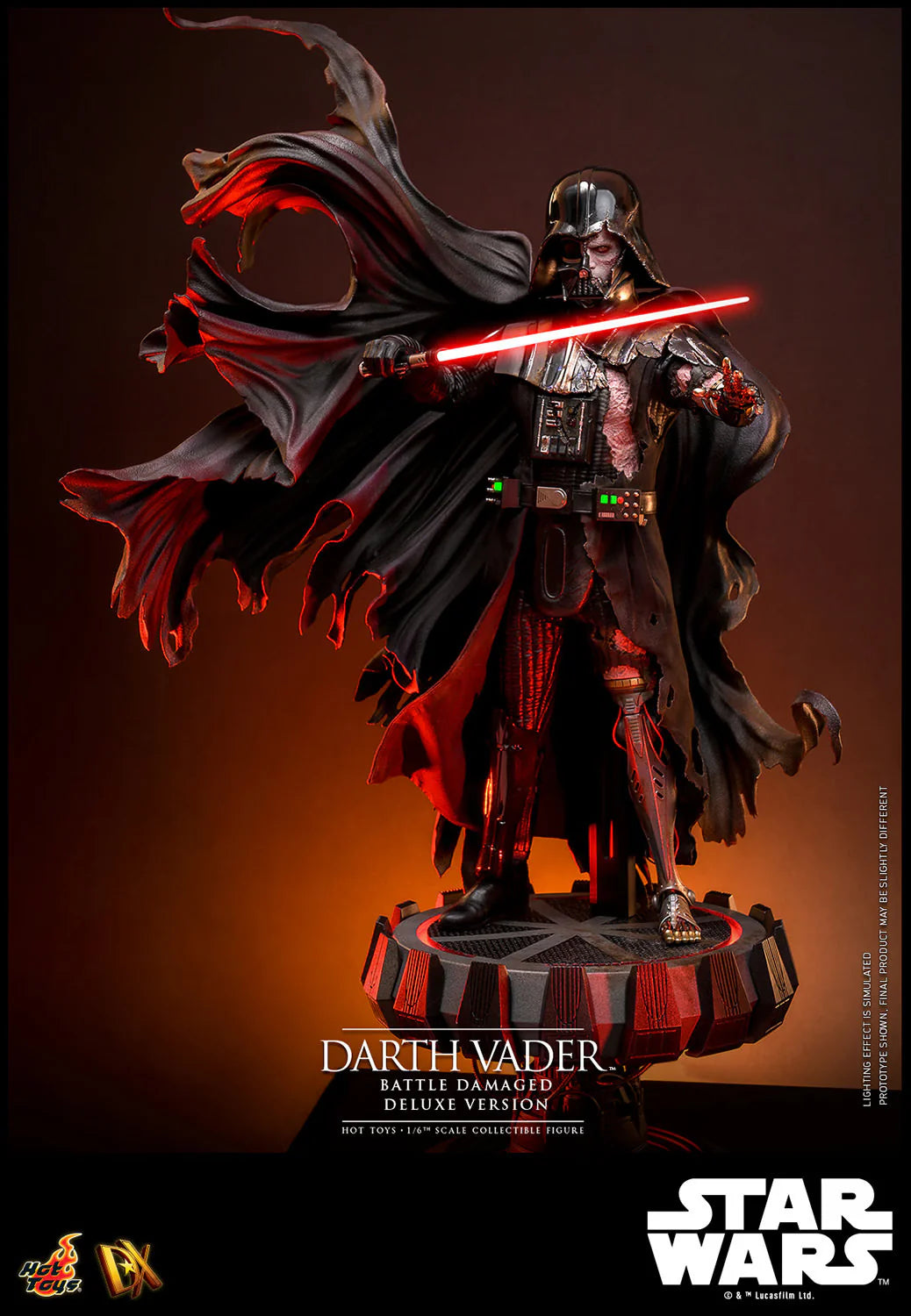 Hot Toys DX Series: Star Wars - Darth Vader En Batalla Con Luz Led Deluxe Escala 1/6 Preventa