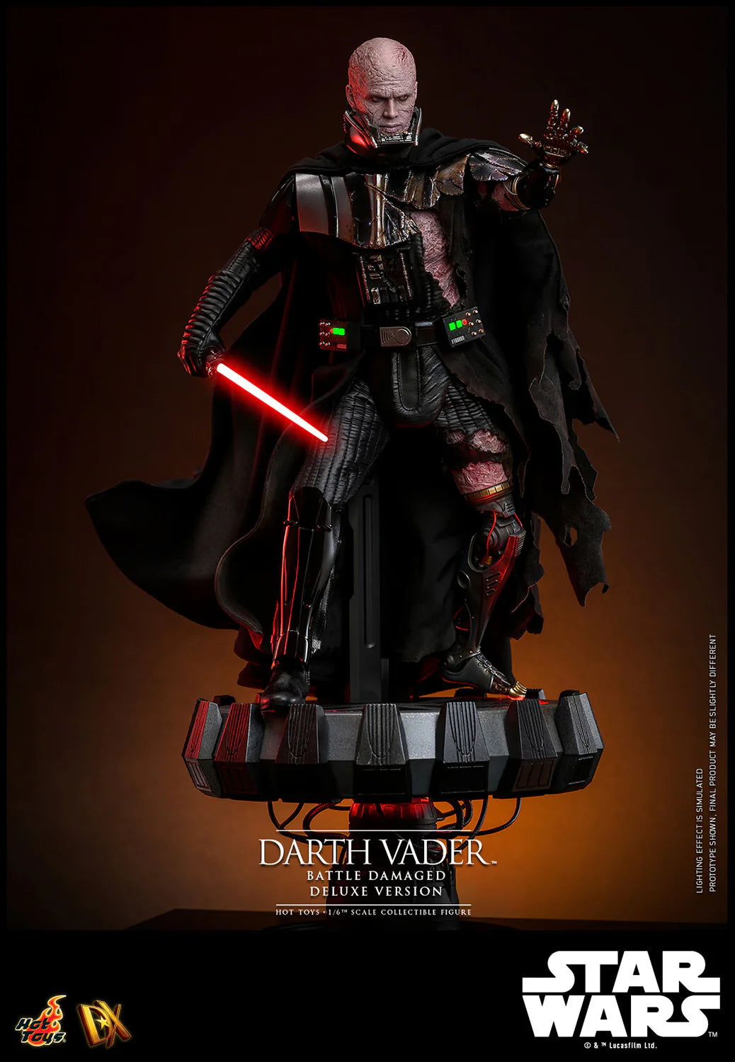 Hot Toys DX Series: Star Wars - Darth Vader En Batalla Con Luz Led Deluxe Escala 1/6 Preventa