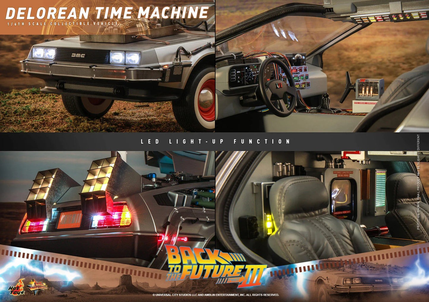 Hot Toys Movie Masterpiece Series: Volver Al Futuro Parte III - Maquina Del Tiempo Delorean Escala 1/6 Preventa