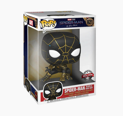 Funko Pop Jumbo: Spiderman No Way Home - Spiderman Negro con Dorado Exclusivo